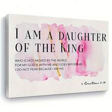 1pc Framed Canvas Print "I Am A Daughter Of The King" Watercolor Wall Art With Inspirational Bible Verse (1 Corinthians 12:31) - Ready To Hang Wood Frame, Pink & Golden Accents, Horizontal Christian Home Decor For Bedroom, Living Room, Office, Inspirational Wall Decor, Classic Artwork, Handcrafted Feel, Motivational Quote, Spiritual Encouragement - Nhiều màu - Xem 5