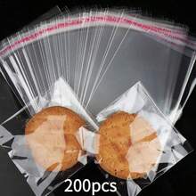 200/100Pcs Self Sealing Cellophane Bags,4x6 Inches Cookie Bags Resealable Cellophane Bag Packaging Cookies, Surprise Gifts, Halloween And New Year - 200個袋子 - 查看 1