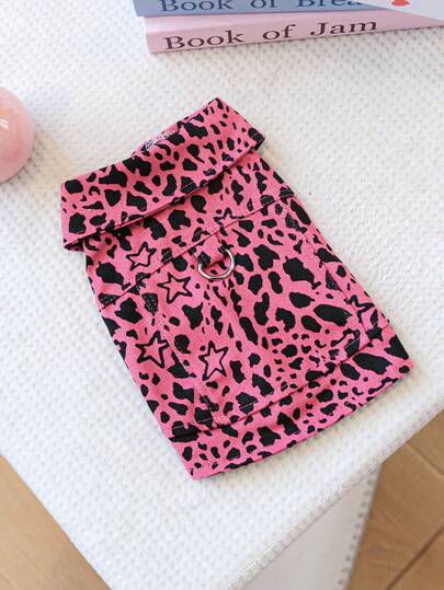 PETCIRCLE 1pc Pet Clothes, Leopard Print Outfit For Small Dogs & Puppies, Comfortable & Cute Apparel For Pets