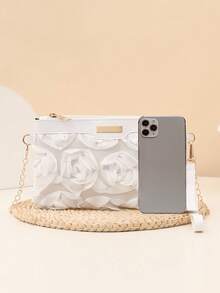 Elegant 3D Rose Flower Women's Shoulder Bag, Metal Chain Crossbody Bag, Fashion Versatile Shoulder Bag, New Lightweight Evening Clutch, Women's Party Dress, Party Bag, Holiday Party Dress, Valentine's Day Gift, Bridal Bag, Bridesmaid Bag, Suitable For Party, Date, Wedding, Gala - Multicolor - View 5