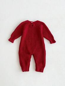 Baby GirlRound Neck Pullover Sweater Romper, Autumn, Baby Girl Letter Embroidered Knit Sweater Romper, Stylish & Cute