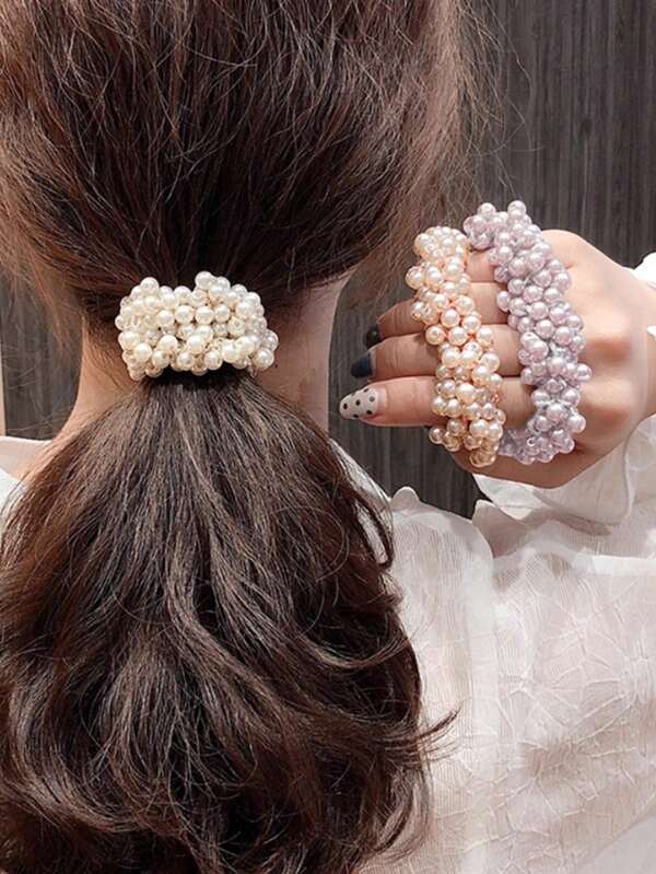 1 Stück/3 Stück modische und einfache farbige Perlenarmband Haarband Haarband Haarband, vielseitiger Dutt Kopfband Pferdeschwanz Haarband, Frauenhaaraccessoires, Geschenke, Reisen, Geschenke für Frauen, Haarsachen, Strumpfstopfer