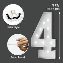 3 piedi/4 piedi Numeri luminosi a insegna - Luci bianche fredde/calde che si illuminano, decorazione per feste, grandi numeri luminosi a insegna che possono essere utilizzati per decorazioni di matrimoni, feste di compleanno - Bianco - Visualizzare 11