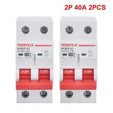 2 pezzi Interruttore automatico solare a 2 poli (2P) con protezione da sovraccarico e cortocircuito, montato su guida DIN, adatto per pannelli solari, sistemi di energia rinnovabile, con varie portate di corrente 6A/16A/20A/32A/40A/50A/63A, design compatto, struttura durevole, per ingegneria elettrica