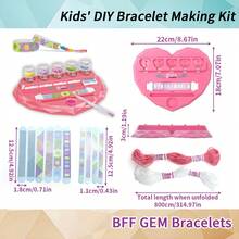 1 set kit de confecționare brățări fete, set de țesut manual DIY, set de autocolante cu perle, război de țesut brățări în formă de inimă, război de țesut brățări cu diamante, arte și meșteșuguri, meșteșuguri pentru confecționarea brățărilor cu mărgele, autocolante cu diamante și cristale, brățară DIY cu mărgele, meșteșuguri pentru fete, instrumente de țesut, cadou pentru fete cu vârsta cuprinsă între 6 și 12 ani, cadou de Crăciun/zi de naștere/Halloween, potrivit pentru fete peste 6 ani