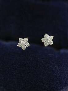 CHOSHILAR Cubic Zirconia Flower Stud Earrings Valentines,Mom,Mother,Mother's Day,Gift - Multicolor - View 7