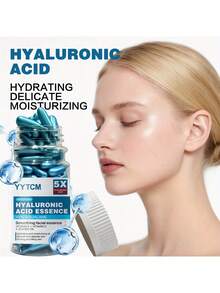 90粒/瓶透明质酸深层保湿胶囊精华，补水柔滑，含角鲨烷、维生素E、维生素C，深层保湿亮肤精华 - 藍色 - 查看 5