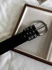 1 pièce Ceinture large décorée de rivets noirs pour femmes, convient pour les jeans