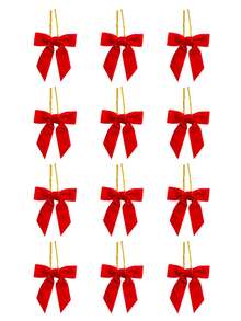 36 pezzi Set di decorazioni in velluto a fiocco per Natale, ornamenti a fiocco rossi in velluto per feste natalizie, albero di Natale, ghirlanda, camino, decorazione della porta, adatto per Natale e feste di matrimonio