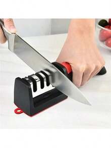 Knife Sharpener 3 Stages Professional Kitchen Sharpening Stone Grinder Knives Whetstone Tungsten Rhinestone Ceramic Sharpener Tool Home Appliances Accessories Gadgets Tools Christmas Stuff Cooking Christmas - 銀色 - 查看 2