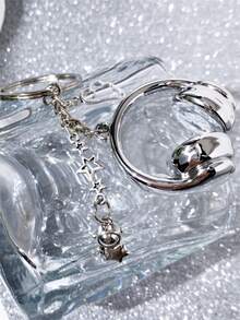 简约可爱闪亮黑白耳机形钥匙扣、包包挂件、汽车钥匙扣、宇航员翼立体声耳机吊坠、男女通用、爱音乐 - 耳機鑰匙扣 - 查看 3