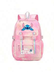 Stitch Student School Bag Large Capacity Backpack Rainbow Print Cartoon Outdoor Backpack Large Capacity Makeup Organizer Makeup Case, For Lipstick, Brush, Skincare, Mobile Phone, Coin, Small Items, For Home,Gift,Vacation And Festival Christmas Multifunctional Use