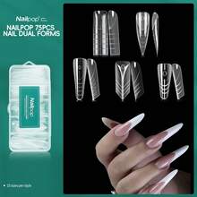 Forme doppie per unghie per estensione di gel polimerizzato, stampo per unghie in acrilico con varie forme e linea francese, facile da usare per principianti, stampi per unghie rapidi per manicure