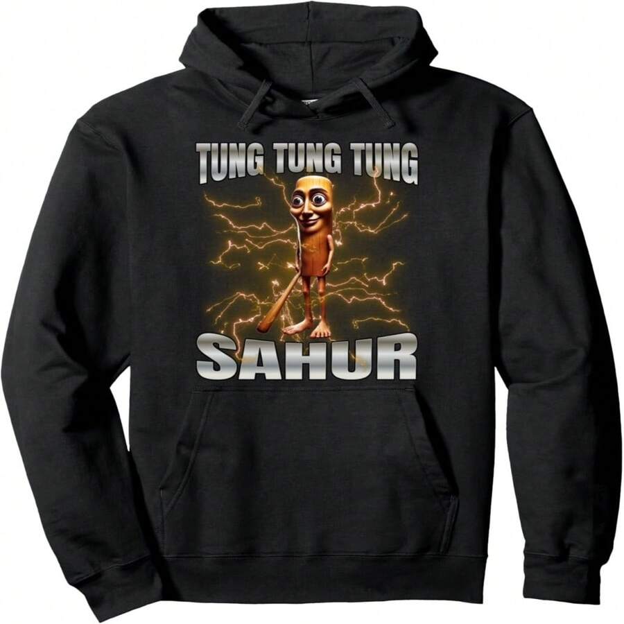 Tung Tung Tung Sahur Pullover Hoodie - 黑色24 - 查看 1