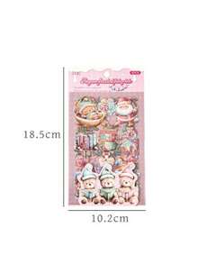 6 pegatinas planas, serie de villancicos nocturnos de nieve, pegatinas decorativas de bricolaje con tema de ilustración navideña para scrapbooking