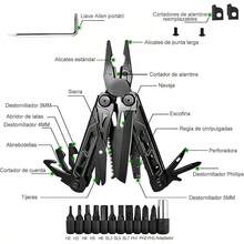 WAYAMY Multiherramienta de acero inoxidable, 28 en 1 Multiherramienta Alicates, Juego de Cuchillos de Alicates de Herramientas, el mejor regalo para novio, papá, él, marido - Negro - Ver 2