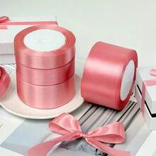 1 Roll Polyester Satin Ribbon, Suitable For Gift Boxes, Candy Boxes, Cake Boxes, Flower Decorations, DIY Rose Materials, Wedding And Party Decorations. (Machine Dyed, Slight Color Difference) - Dusty Pink - View 6