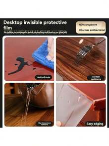 1 Roll Of Transparent Countertops Protective Film, Waterproof, Oil Proof, Heat Resistant (450°F),Self-Adhesive Cover For Kitchen,Cabinets, Tables, Furniture & Marble Surfaces - Multicolor - View 3