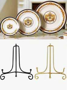 1PC Craft Foldable Bracket Book Holder Photo Pedestal Bowl Picture Frame Stand – Black & Golden Iron Plate Rack Display Easel,Durable Foldable Display Rack For Kitchen, Living Room, Bedroom, Office And Party Decoration, Ideal For Weddings, Parties, 2025 Christmas, Holiday Season, Home Christmas Decorations, Festive Display Stand For 2025 Christmas,Seasonal Tabletop Decor And Year-Round Elegant Storage Solution