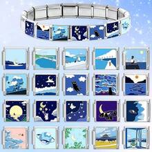 1/5/10/20/30/50pcs Stainless Steel Modular Bracelet Components, Romantic Starry Night Sky Series, DIY Detachable Bracelet Spring Cube
