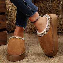 Cold Weather Slippers Women Anti Slip Furry Lined Short Ankle Boots Comfy Shoes For Indoor Outdoor Fall Winter - nâu sẫm - Xem 7