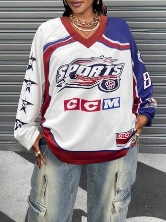 New Street Sports Sweater In Autumn And Winter, Suitable For Music Festivals, Concerts, Stage And Stage Performances, Daily Travel, Basic Versatile, Easter, Western Style, Nomadic Style. Birthday Party, Graduation Ceremony, Back-To-School Season, Student Dress, Leisure, Cruise, Beach And Other Scenes, Alphanumeric Printing, Loose Contrast Long-Sleeved Sweater, Suitable For Going Out To Wear.