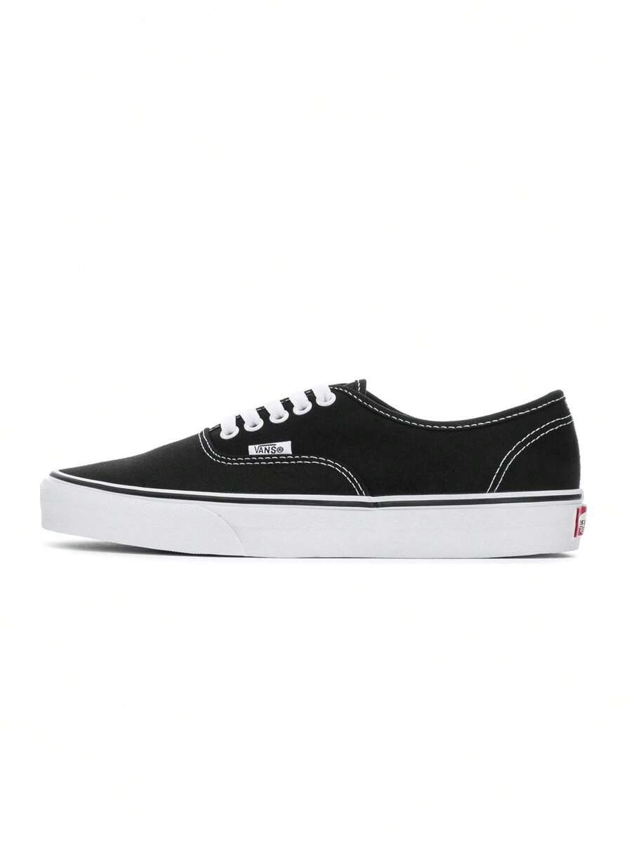 Vans 正品男女运动鞋，休闲日常通勤街头滑板旅行上学下班后休闲轻便低帮透气帆布系带简约防滑硫化耐用经典黑色 VN000EE3BLK - 黑色 - 查看 1