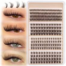 Goodlashshop Natural Eyelash Extension Brown Eyelash Cluster 154pcs C-Curve Daily Use Eyelash Extension For Beginners Dark Brown - 棕色和四種款式 - 查看 4