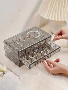 1pc Transparent 5-Layer 120-Grid Jewelry Storage Box For Women's Daily Earrings, Rings, Necklaces, Bracelets. Drawer Style 5-Layer 120-Grid Detachable Large Capacity Nail Drill & Nail Decoration Organizer - Clear - View 9