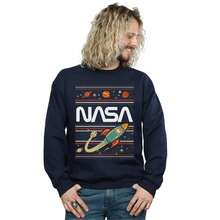 NASA Mens Fair Isle Sweatshirt (Navy Blue) - Blue - View 3