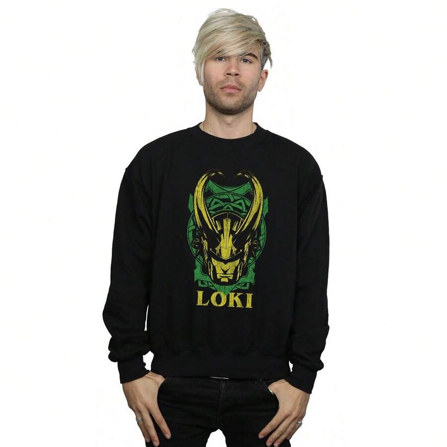 Marvel Mens Loki Badge Sweatshirt (Black) - Coffee Brown - View 1