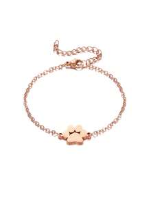 Customized Cute Paw Print Heart-Shaped Bracelet, Personalized Pet Memorial Gift With Name Engraved, Cat Dog Paw Bracelet, Animal-Friendly Jewelry