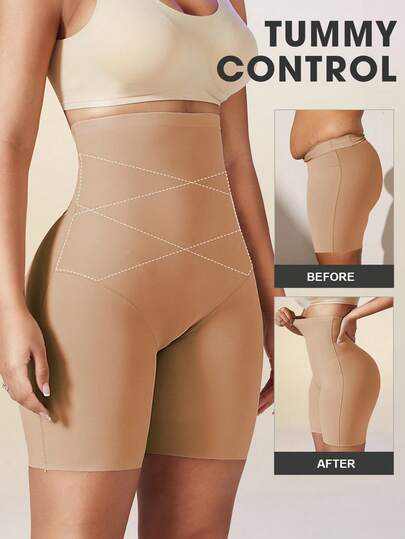 1pc Women High Waist Invisible Bodyshaper With Tummy Control Firm Compression Slimming Lower Body Shaper Flat Belly Sheath Pants Underwear Shorts Lingerie Briefs Shapewear Seamless Waist Trainer