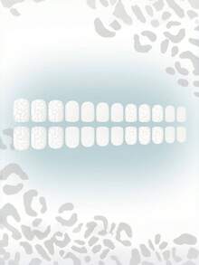 24 piezas / Set de uñas cuadradas cortas para presionar. Película base blanca de otoño/invierno con diseño de estampado de leopardo francés. Removible y reutilizable. Decoración de uñas para DIY. Adecuado para damas / mujeres para citas, reuniones diarias.