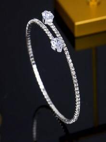 1pc Women's Simple Wedding Bracelet, Fashionable Crystal Bangle Valentine's Day Accessories