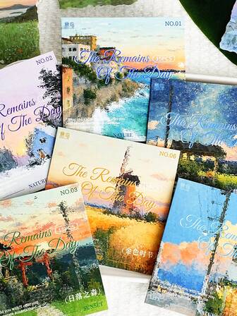 15 张大尺寸 PET 风景剪贴簿贴纸包，日落系列，适用于礼物、办公室、家居、标记、标签、教室、玩具、学生日记、创意复古装饰 DIY 贴纸