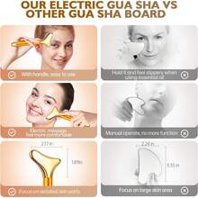 Amirce 2-In-1 Gua Sha And Ice Roller Facial Tools, Electric Face Massager Device For Eye, Jaw, Scalp, Neck, Gold