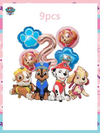  1/9 Pcs Cartoon Paw Patrol Foil Balloon Digital Number Supplies Rescue Dog Birthday Party Decoration Gift ,Paw Patrol Digital Balloon Is Suitable For Birthday Decoration Christmas Decorations Home Christmas Gifts Christmas Decor