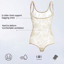 Body moldeador Lencería Jacquard Seda helada Body corsé moldeador de cintura fina para mujer Piel Adecuado para 52,5-60 kg M - Caqui - Ver 6