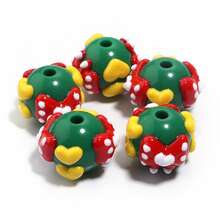 5pcs 15mm Acrylic Hand-Painted Christmas Series Beads, Christmas Snowflake, Christmas Tree, Gingerbread Man, Fashion Cute Beads For DIY Jewelry Making, Party Decoration, Craft, Phone Charm, Keychain, Stationery Decoration