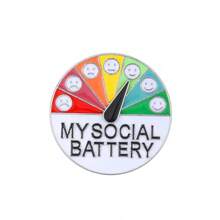My Social Battery Emotion Management Rotatable Metal Badge, Mood Management Brooch Backpack Decor Christmas Gift
