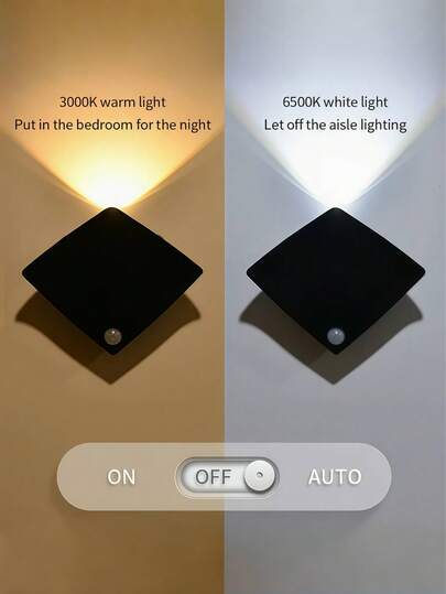 Moderne Motion Sensor Sconette, Indoor Night Verlichting Warm Geel Light, Battery Powered (3 AAA Batteries), Semi Embedded Installation, Hallways, Bedrooms, Kitchens, Cabinets, Stairs Sconette [Battery Not Included] view 6