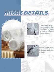 1/5/10/15pcs Travel Shoe Bags, Waterproof Transparent Drawstring Shoe Bags, Dust-Proof Portable Shoe Storage Bags, Unisex, Essential For Fitness, Vacation, Travel Organization, Shoe Covers, Dust-Proof, Ladies Storage Bags, Travel Essential, Cruise Essential, Vacation Essential - Clear - View 4