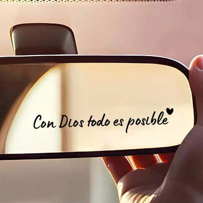 1 Pegatina para espejo retrovisor de coche español con "Con Dios Todo Es Posible", Accesorio de coche cristiano resistente al agua, Adecuado para espejos retrovisores de coche, tazas de agua, espejos y pegatinas para portátiles