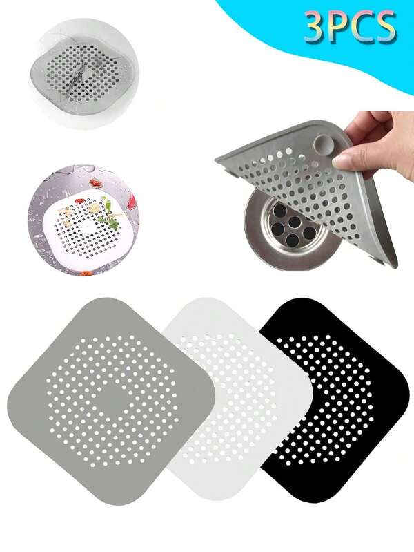 1 szt. łapacz włosów z przyssawką, silikonowa kwadratowa pokrywa odpływu prysznicowego, zapobiegająca zatykaniu się zlewu, pokrywa podłogowa z filtrem na włosy, do łazienki, wanny i kuchni, narzędzia łazienkowe, wystrój łazienki, dekoracja jesienna, pokrywa odpływu na powrót do szkoły - dekoracja kuchni - dekoracja łazienki - zapobieganie zatykaniu się