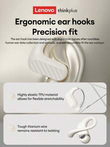 Lenovo Lenovo LK41 Minimalist Business Bluetooth Earphone, Hanging Ear Style, Large Dynamic Driver, High-Quality Audio, Music & Gaming, Long Battery Life, Directional Sound, High-Definition Calls, Smart Noise Cancellation, Open-Ear, Wireless Sports Earphone Compatible With Smartphones & Computers