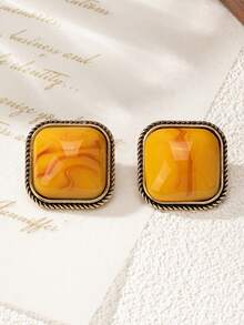 1 set cercei încrustați cu strasuri geometrice în stil boem, set de cercei eleganți și versatili pentru femei