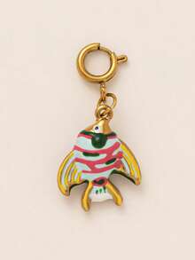 1pc Cute Animal Shaped Pendant, Designs Include Fish, Leopard, Parrot, Dachshund, Penguin, Seahorse, Seashell, Paw Print, Inlaid Zirconia, 18K Gold Plated Stainless Steel, Suitable For DIY Jewelry, Necklace, Bracelet, Earring, Keychain, Bag Charm, Women's Jewelry Accessory, Wallet Decor, Small Pendant, DIY Craft