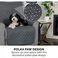 Funda de sofá Furhaven resistente al agua, reversible, con estampado de patas de polka, protector de muebles - Marrón galleta, sofá - Gris pata de lunares - Ver 7