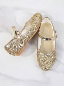 1 Pair Fashion Versatile Pink Girl Pearl Cute Flat Shoes, Round Toe, Suitable For Daily Wear, Dancing, Outdoor, Decorated With Sequins, Closed Toe Princess Shoes, Spring And Autumn